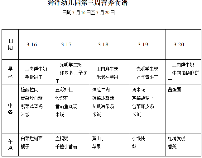 2026.3第三周幼儿营养食谱